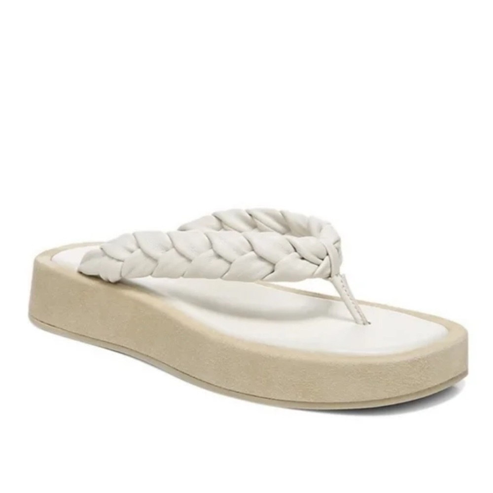 Vince Braided Platform Flip Flop Sandal in Off-White and Beige